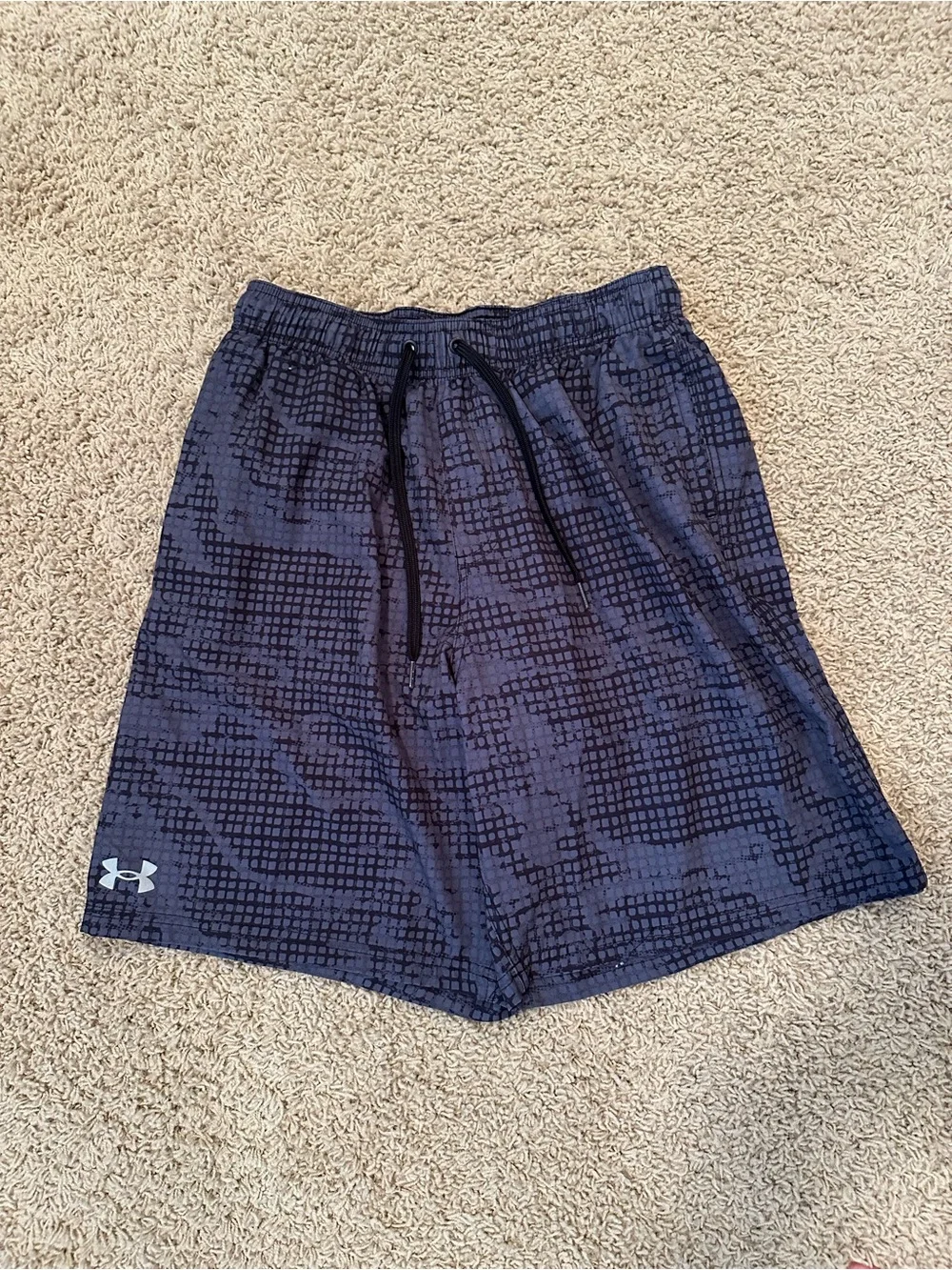 Under Armour Men’s Swim Trunk Bundle Black/Gray &  Palm-Print Performance Shorts